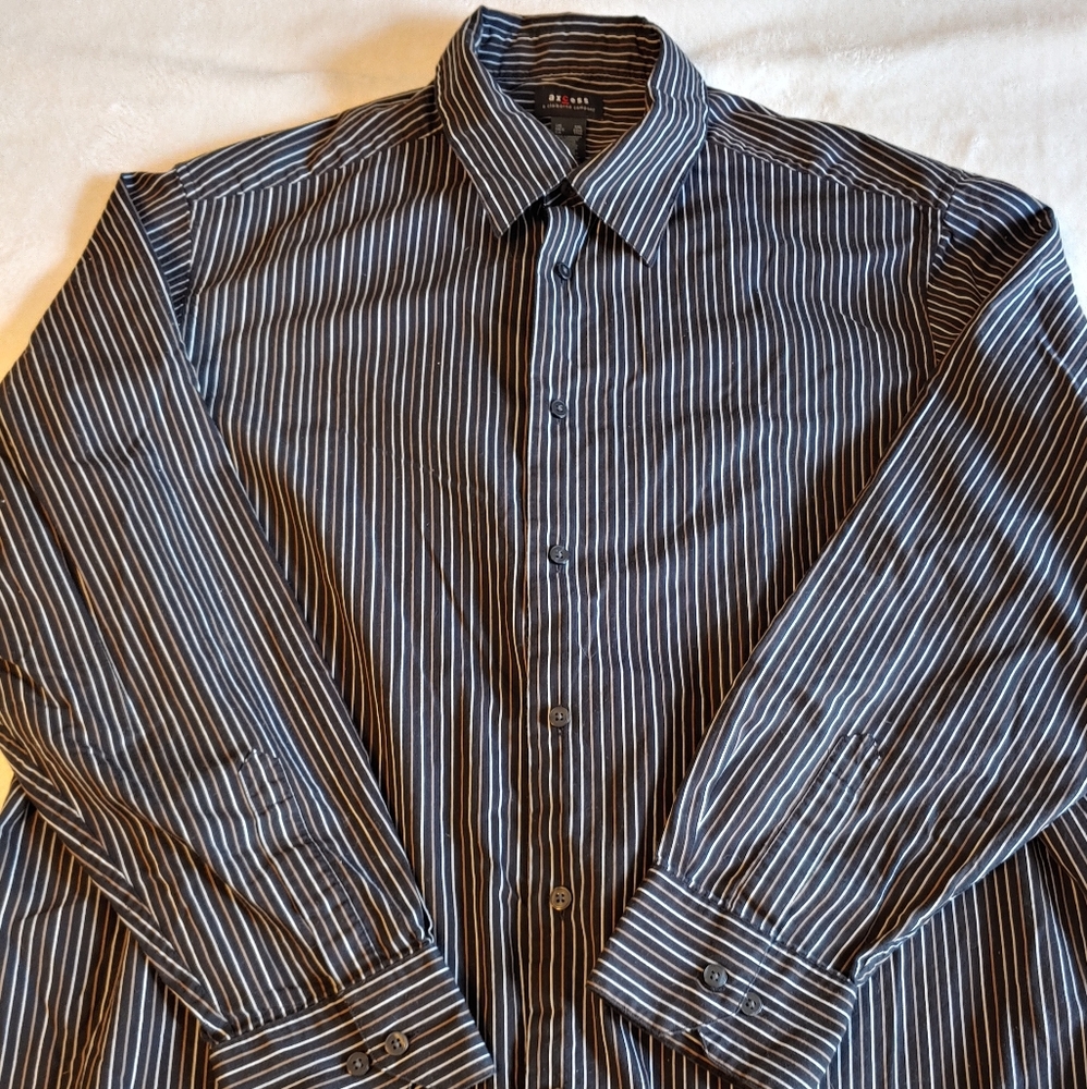 Men's Axcess black striped Button-up shirt - XXL